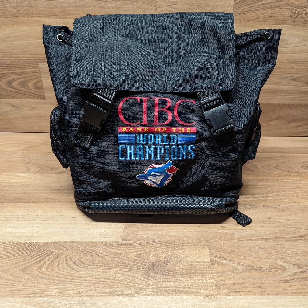 Vintage 90s Toronto blue Jays World Series CIBC Stadium Giveaway Backpack